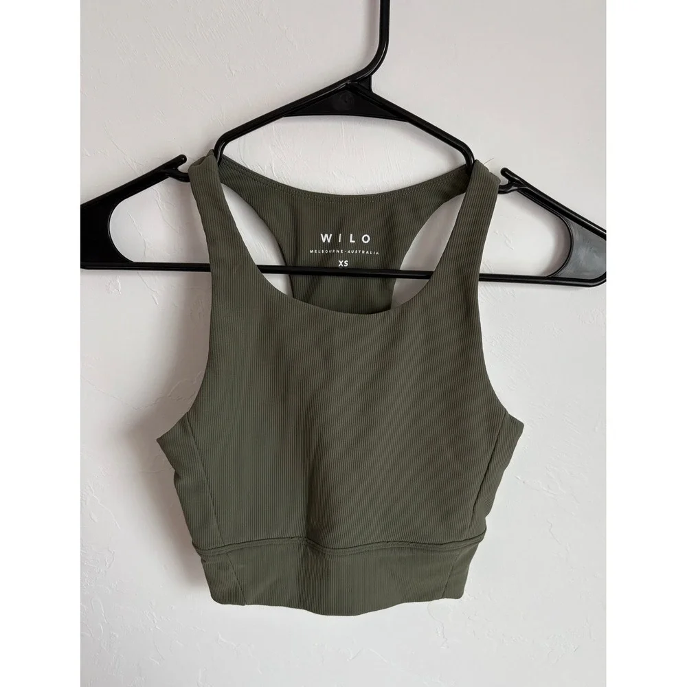 Wilo The Label Base Ribbed Longline Racerback Sports Bra Athleisure Yoga Workout